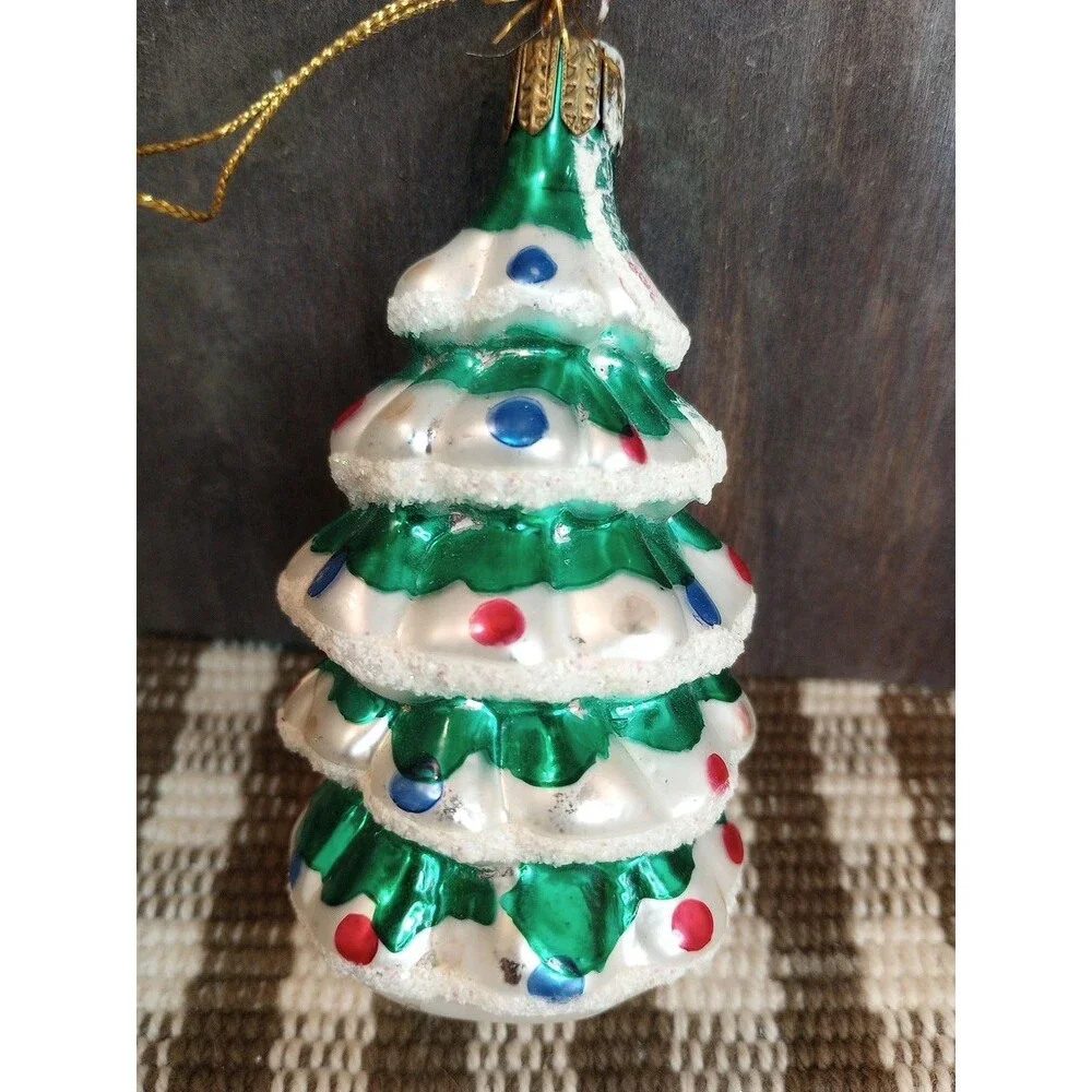 Vintage Made In Germany Mercury Blown Glass Christmas Tree Shaped Ornament